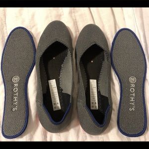 Rothy's The Flat in Dove Gray with orange soles